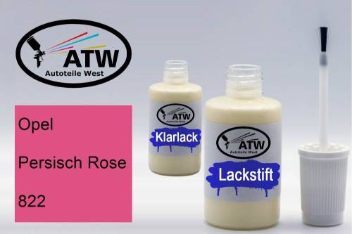 Opel, Persisch Rose, 822: 20ml Lackstift + 20ml Klarlack - Set, von ATW Autoteile West.